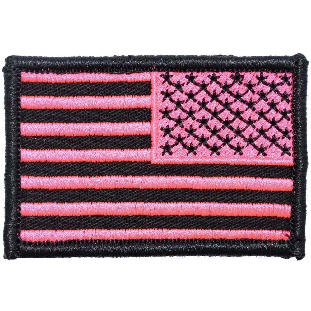 US Flag - 2x3 Patch - Black w/ Hot Pink - Right Face (Reverse) - Patches