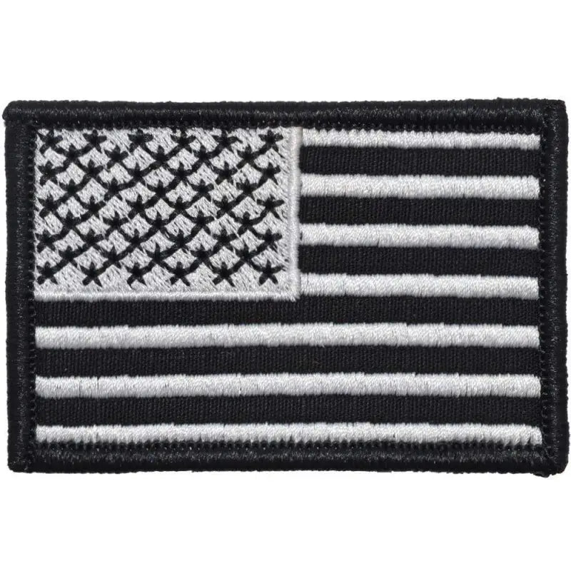 Black and white embroidered American flag - 2x3 patch with subdued color scheme
