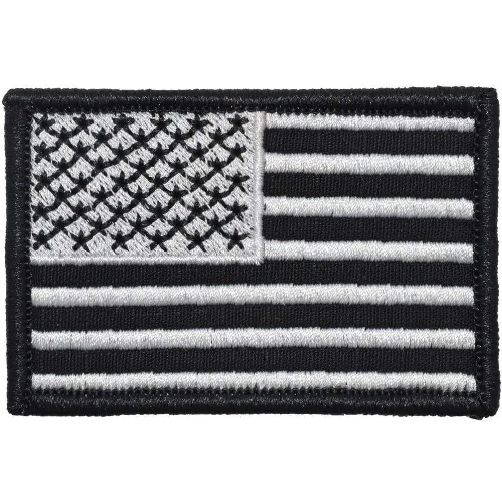 Black and white embroidered American flag - 2x3 patch with subdued color scheme