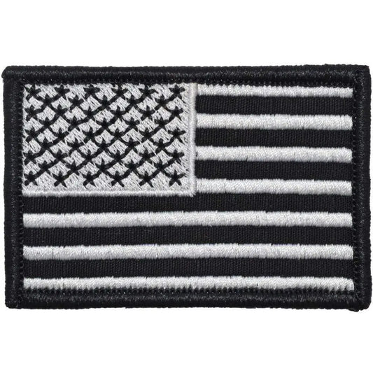 US Flag - 2x3 Patch - Black w/ Silver - Left Face (Forward) - Patches