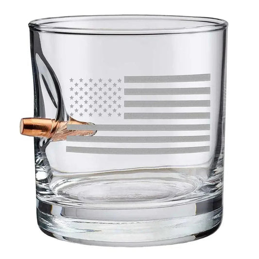 Chief Miller Handmade Glass US Flag Rocks Glass - 11oz Apparel