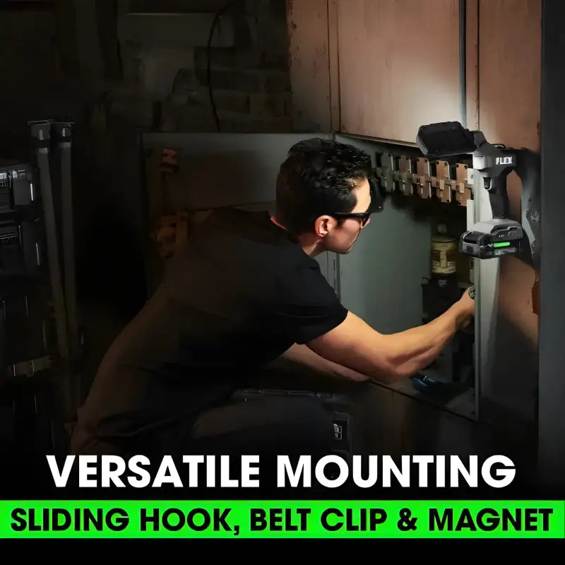 Versatile mounting system for FLEX FX5121-Z Inspection Light with hook, clip, and magnet