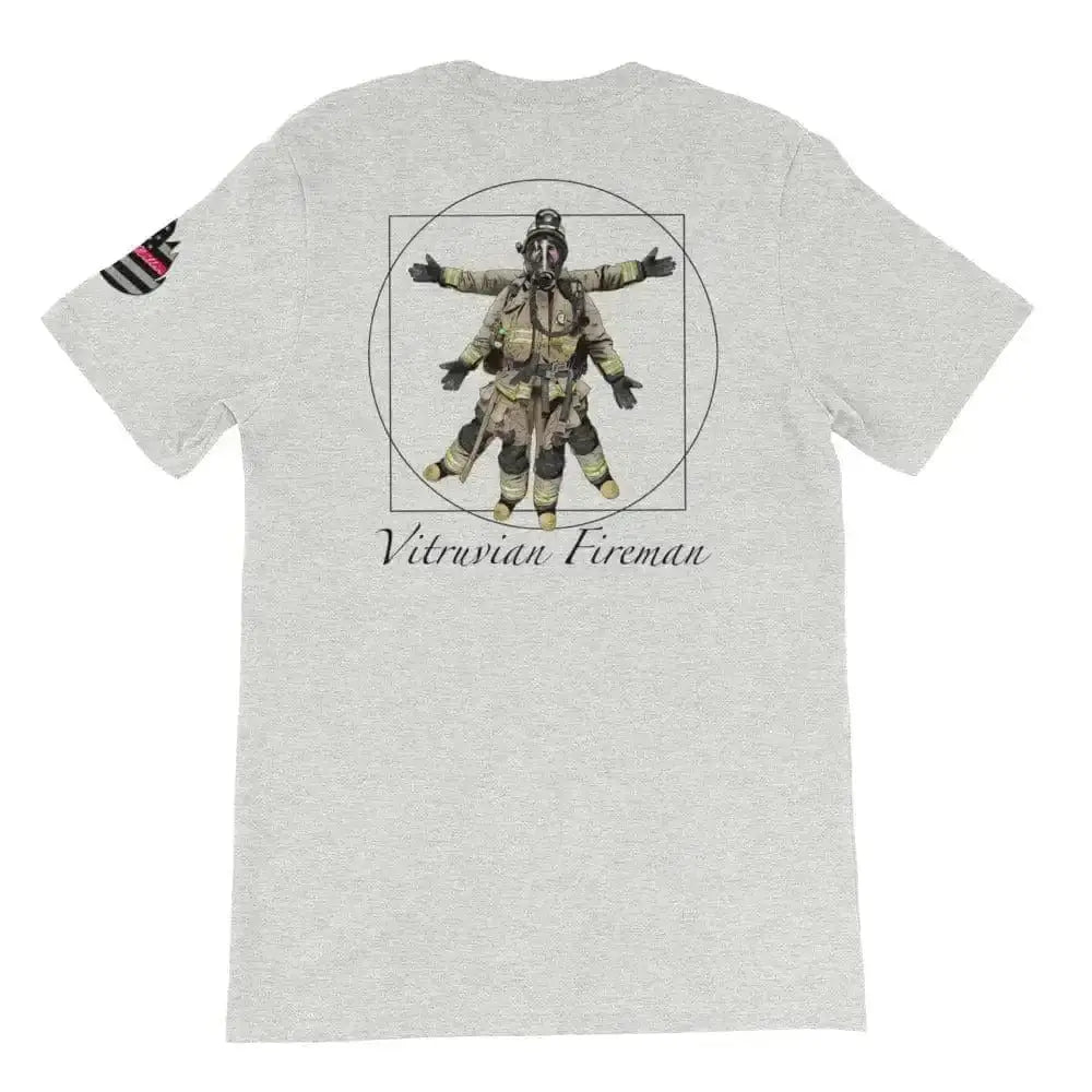 Vitruvian fireman (Logo on back) Short-Sleeve Unisex T-Shirt - Chief Miller Apparel