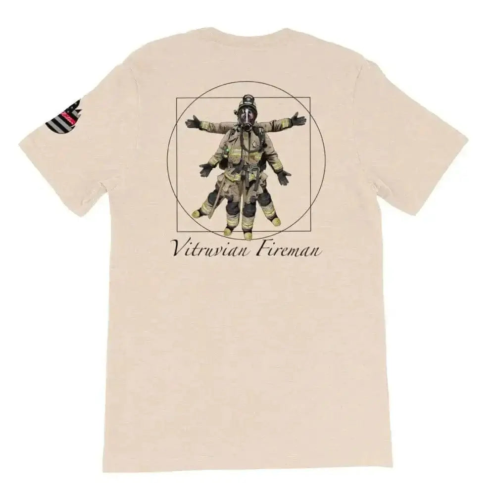 Vitruvian fireman (Logo on back) Short-Sleeve Unisex T-Shirt - Chief Miller Apparel