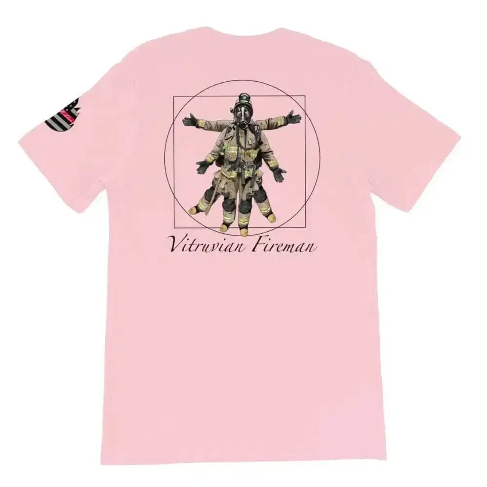 Vitruvian fireman (Logo on back) Short-Sleeve Unisex T-Shirt - Chief Miller Apparel