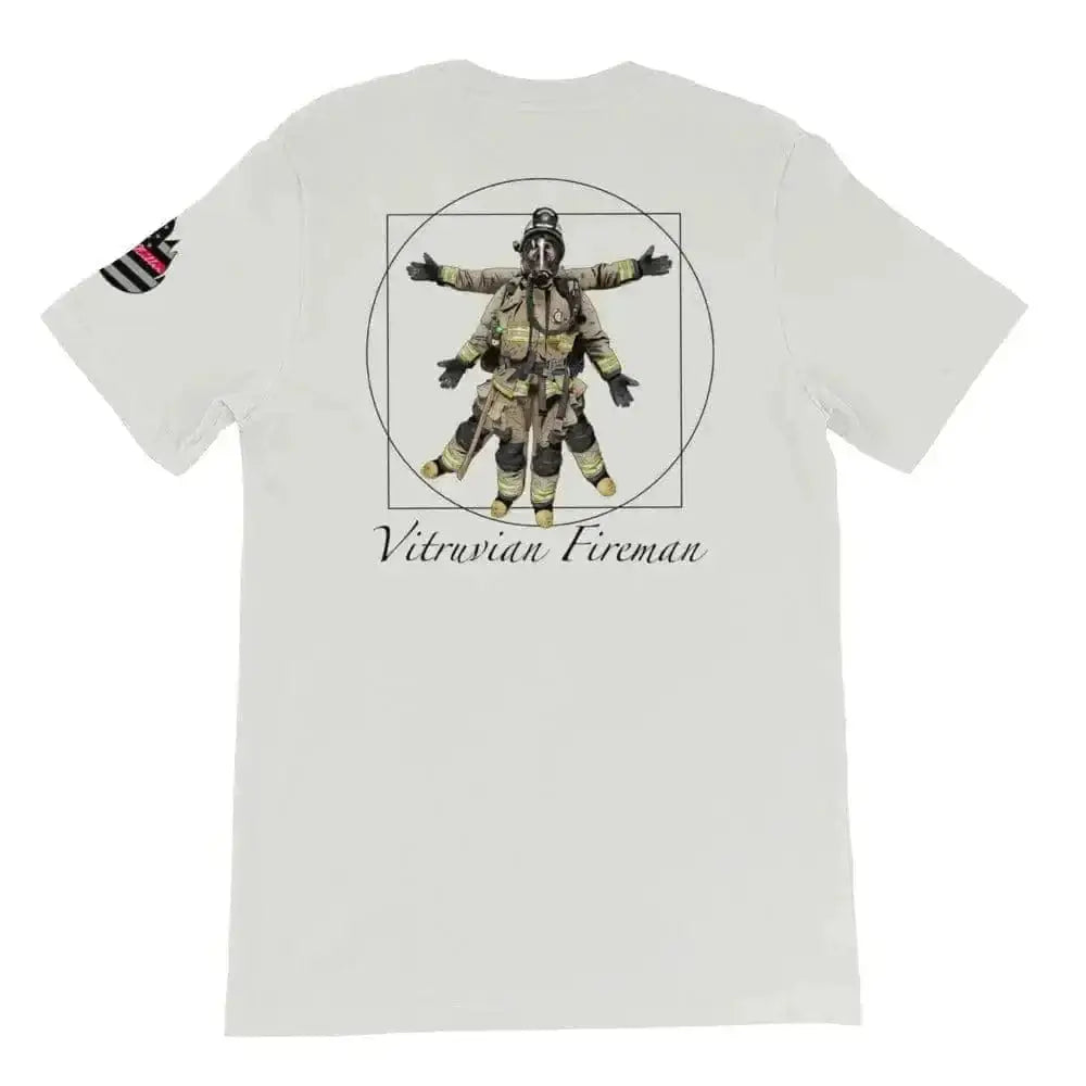 Vitruvian fireman (Logo on back) Short-Sleeve Unisex T-Shirt - Chief Miller Apparel