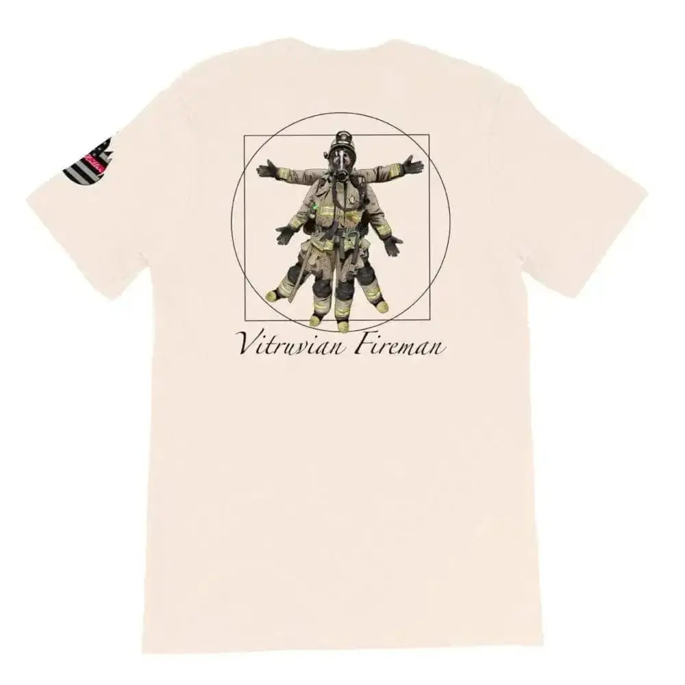 Vitruvian fireman (Logo on back) Short-Sleeve Unisex T-Shirt - Chief Miller Apparel