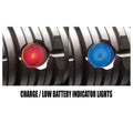 Charge and low battery indicator lights on Warrior G4-FL flashlight with magnetic charging port