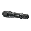 Black tactical LED flashlight with textured grip, Warrior G4-FL with magnetic charging port