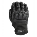 Black leather tactical glove with knuckle padding for impact protection, Warrior Gloves