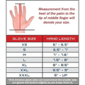 Glove sizing chart for Warrior Gloves ensuring optimal fit and impact protection in critical situations