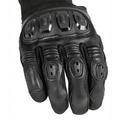 Black leather Warrior Gloves with knuckle armor for impact protection in critical situations