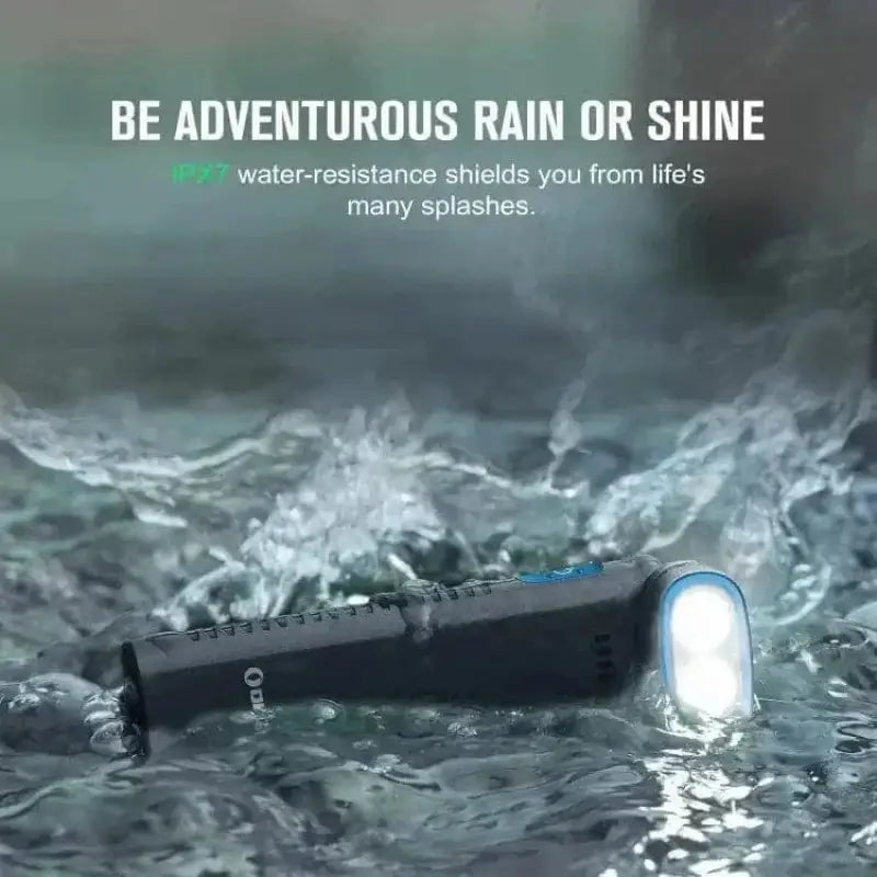 Water-resistant Olight ArkflexBK Arkflex Adjustable flashlight in turbulent water