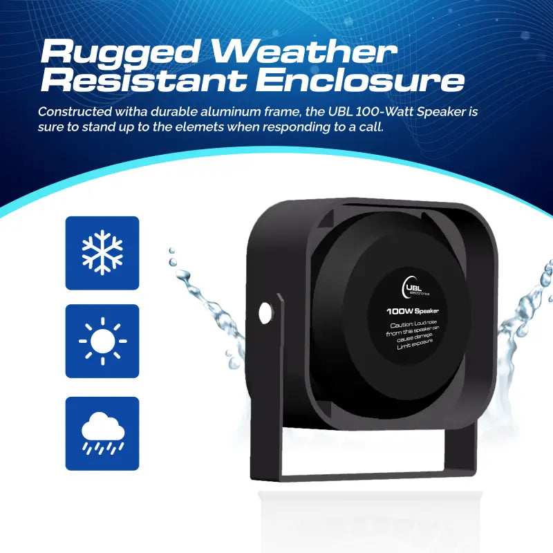 Weather-resistant black UBL 100W Slim Speaker for outdoor sound solutions