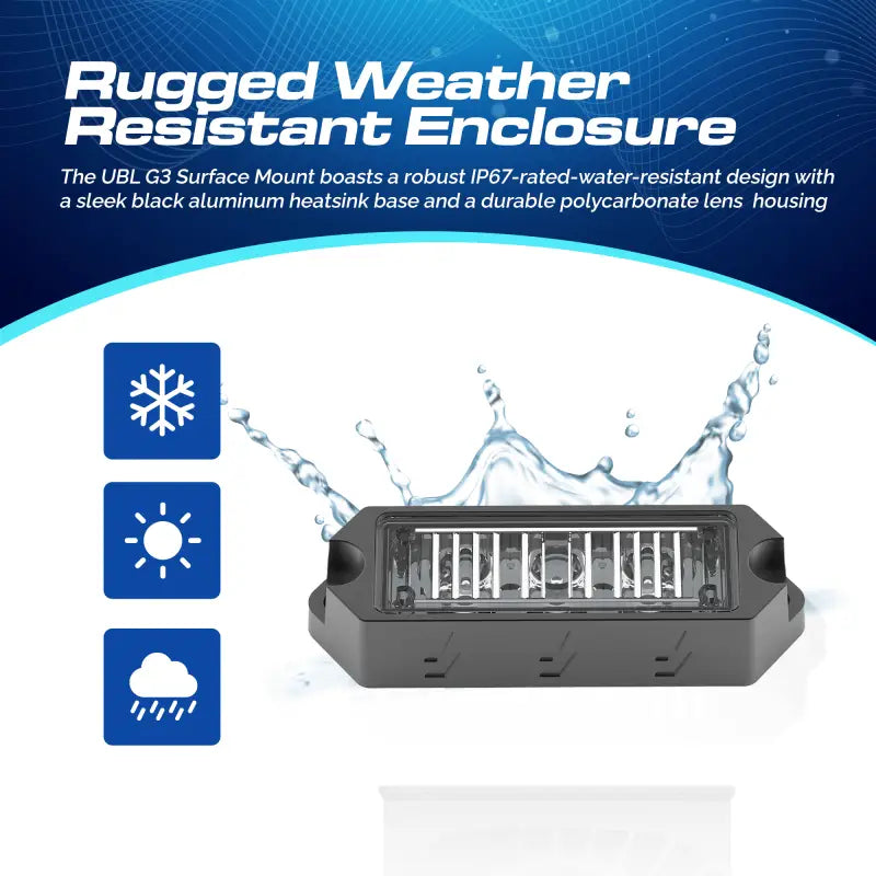 Weather-resistant LED light enclosure for UBL G3 Surface Mount LED Surface Mount applications