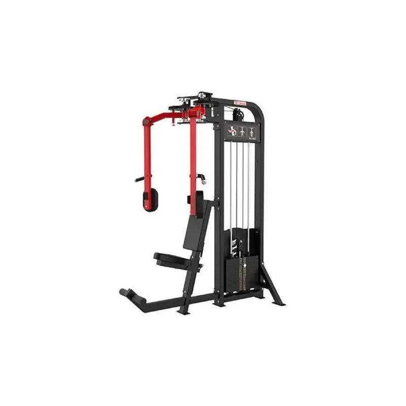 Weight machine with red arms for SFE Pectoral Fly Machine and 175lb weight stacks