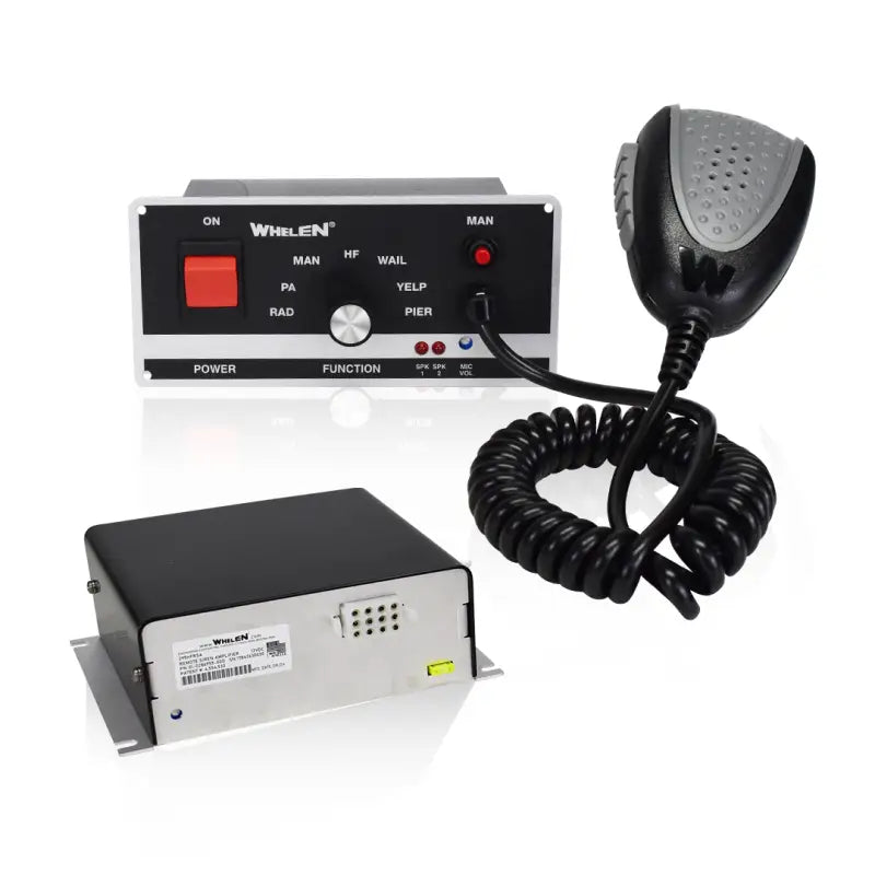 Whelen 295HFS2 remote siren amplifier with siren and microphone for emergency alerts