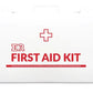 White first aid kit in metal case designed for first responders and firefighters