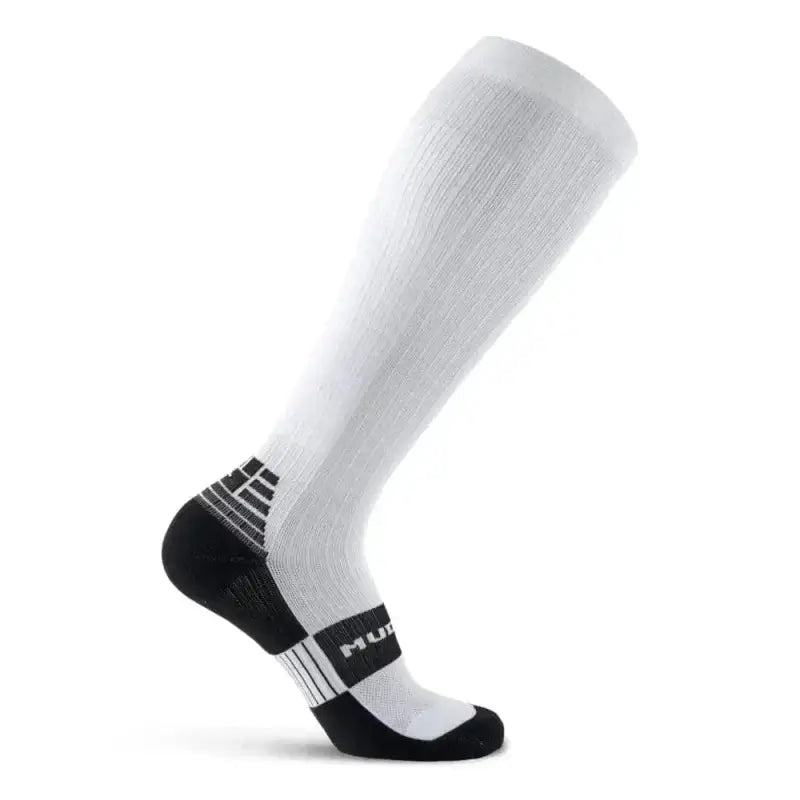 Tall Compression Socks [White] with black accents and superior abrasion resistance cushioning