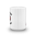White ceramic firefighter mug with black text and red design for evening tea