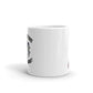 White ceramic EMS mug with black text, perfect for morning coffee lovers and tattoo fans