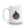White ceramic Signature Chief Miller Mug with black flame logo and stars and stripes design