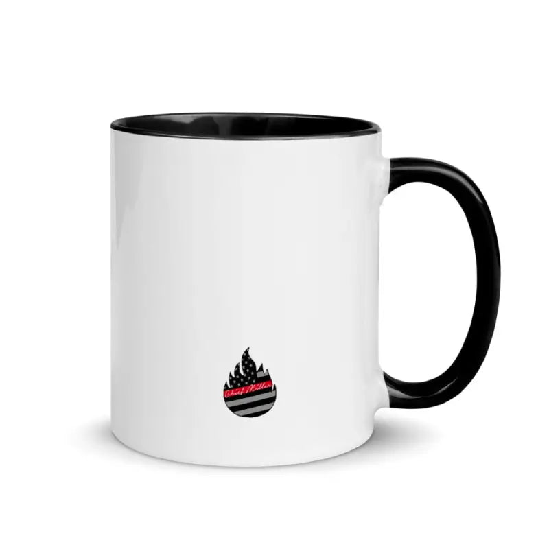 White ceramic Canada mug with black interior and flame logo for tea rituals