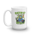 White ceramic Hazmat Mug with cartoon zombie-style characters for first responders