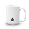 White ceramic Hazmat Mug featuring a small flame logo for first responders