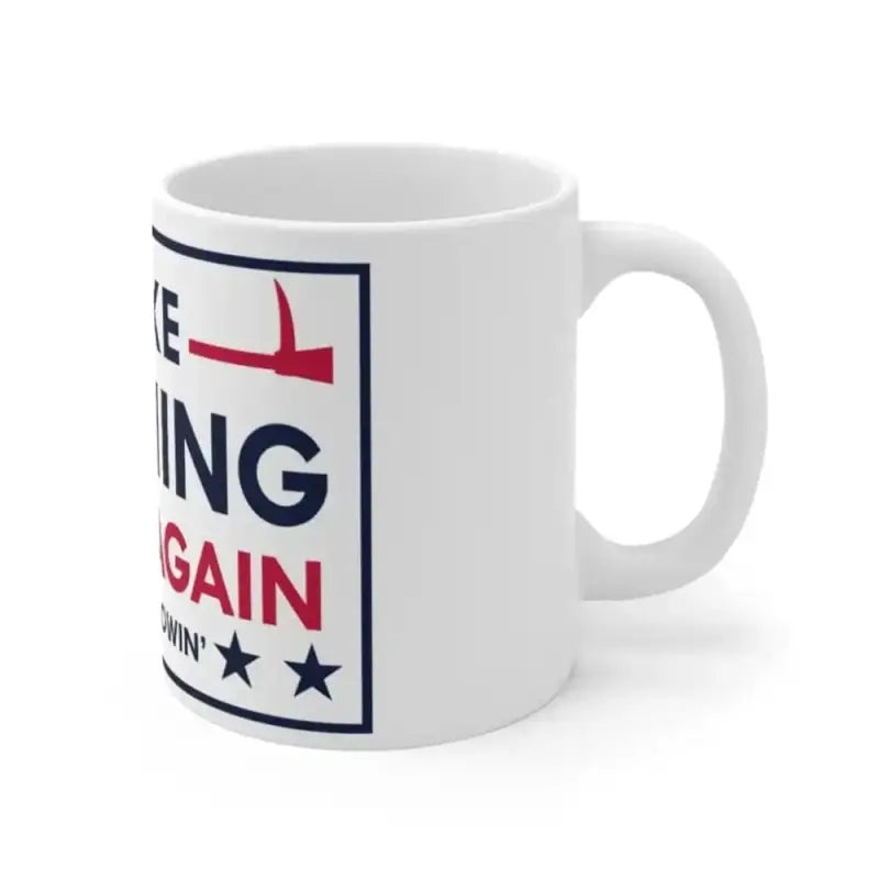 White ceramic mug featuring Make Training Great Again text in red, white, and blue