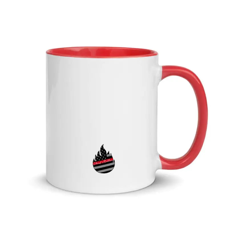 White ceramic Canada Mug with red handle, trim, and black flame logo for tea rituals