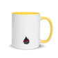 White ceramic Hazmat Mug with color inside and yellow handle, ideal for first responders