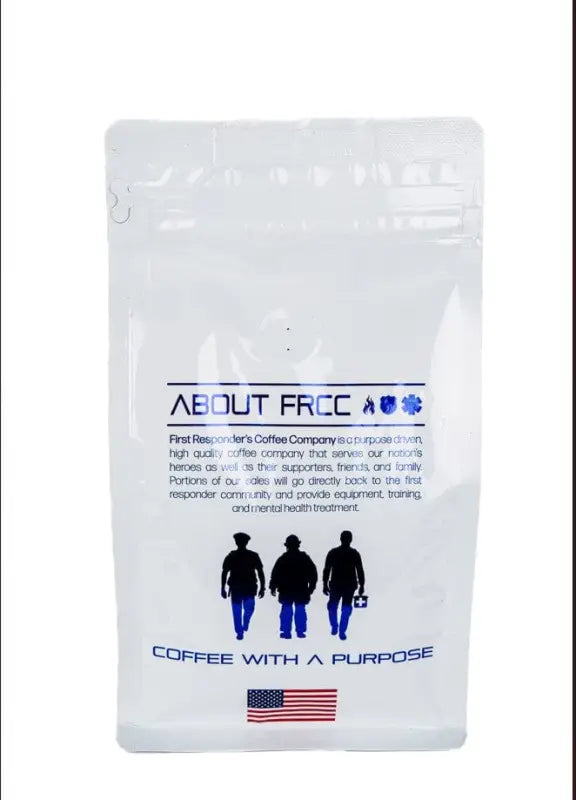 White Coffee 12oz EMS bag featuring About Face branding and three figure silhouettes