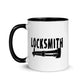 Locksmith mug with black interior featuring hammer design, perfect for your tea ritual