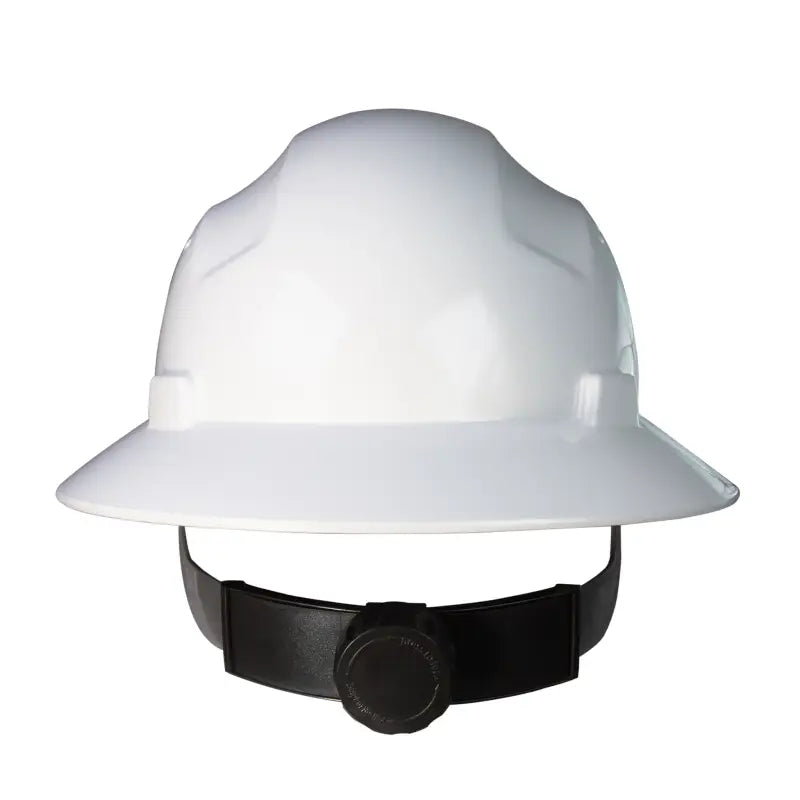 White construction hard hat for safety with full brim, 4 point suspension, ANSI Z89 compliant