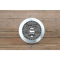 White container of Pursuit Hair Pomade with hipster logo for shiny strong hold