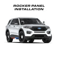 White Ford Explorer police vehicle with Feniex Quantum Rocker Panel Light for first responders