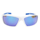 White-framed Metel M30 safety sunglasses with blue mirror lens for active protection