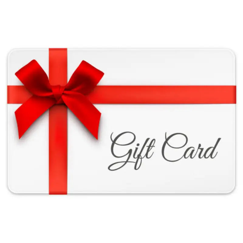 White gift card with red ribbon and bow, perfect for gifting first responders