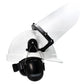 White cap-style hard hat kit with hi-transparency face shield and earmuffs