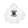 White police hoodie with cat design and black text asking if tattoos matter now