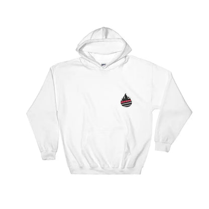 White hooded sweatshirt with flame logo for Hazmat Certified - Hoodie collection