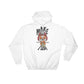 White hooded sweatshirt with skull graphic and Make Me Dead text for first responders