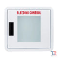 White metal Premium Rounded Bleeding Control Cabinet with red text and black handle