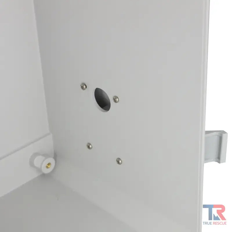 White metal plate with holes for Outdoor Bleeding Control Cabinet installation