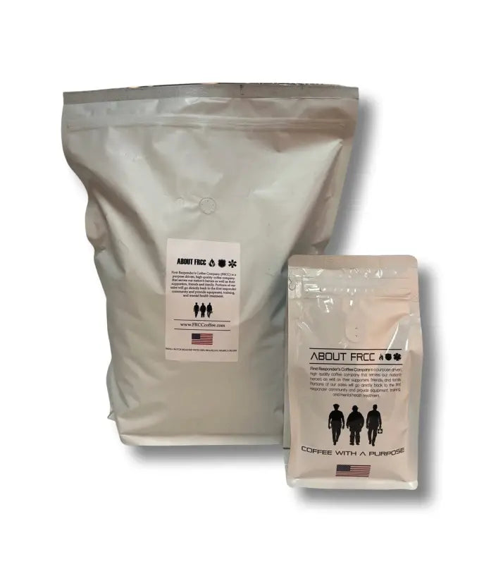 White packaging bags for Coffee, The Big Bag with design for light, medium, and dark roast