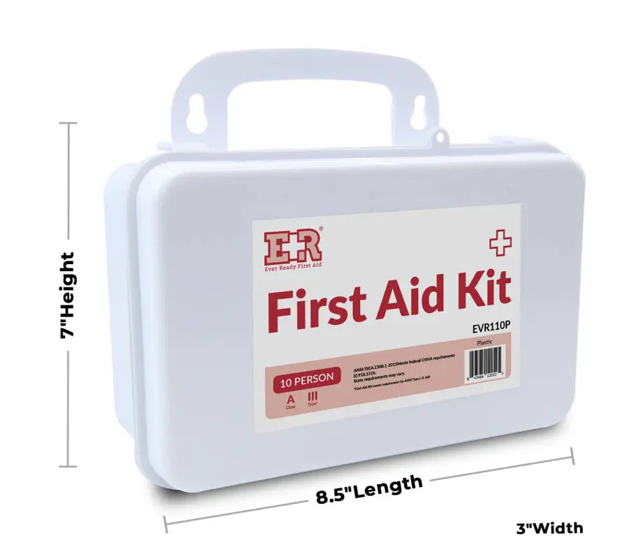 White plastic case first aid kit for first responders and firefighters safety