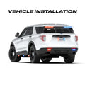 White police SUV with emergency lights featuring Feniex Quantum 2.0 Spoiler Mount for first responders