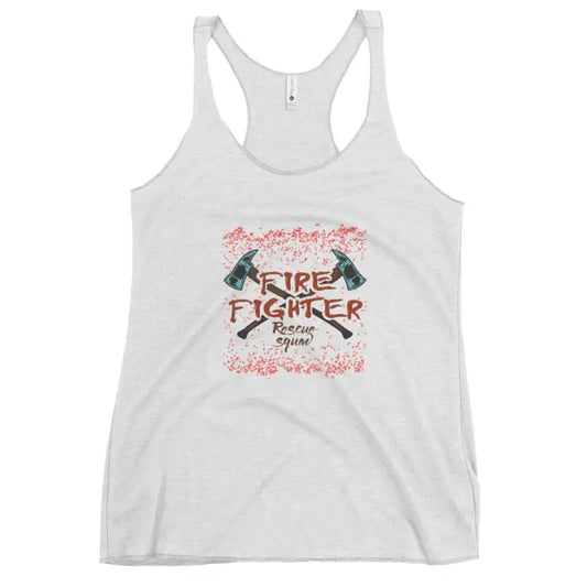 White Racerback Tank Top featuring crossed firefighter axes graphic in Vintage Shocking Pink