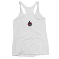 White Police Women’s Racerback Tank with flame logo, perfect for showing tattoos matter